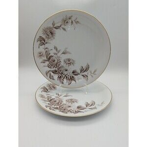 noritake china LaSalle Dinner Plates Set Of 2 Chrysanthemum Gold Rim